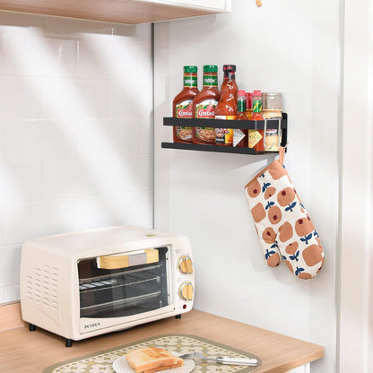 Spice Rack for Rrefrigerator Kitchen Home Organization and Storage Adhesive Rack (2 Pack,Black)