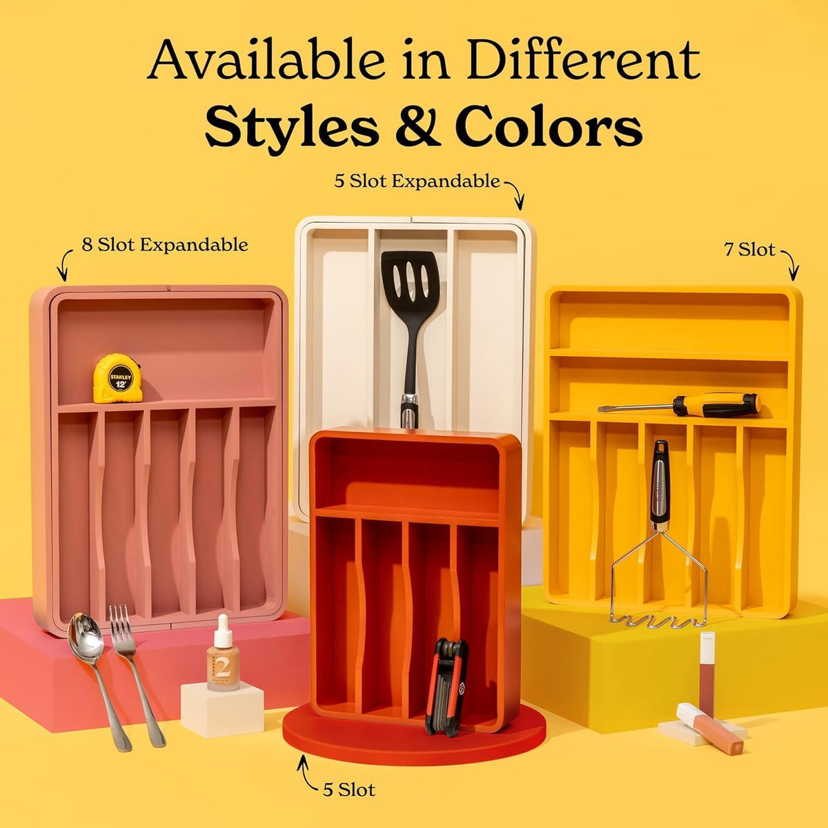 SMIRLY Silverware Drawer Organizer – Bamboo Kitchen Drawer Organizer, Adjustable Utensil Holder and