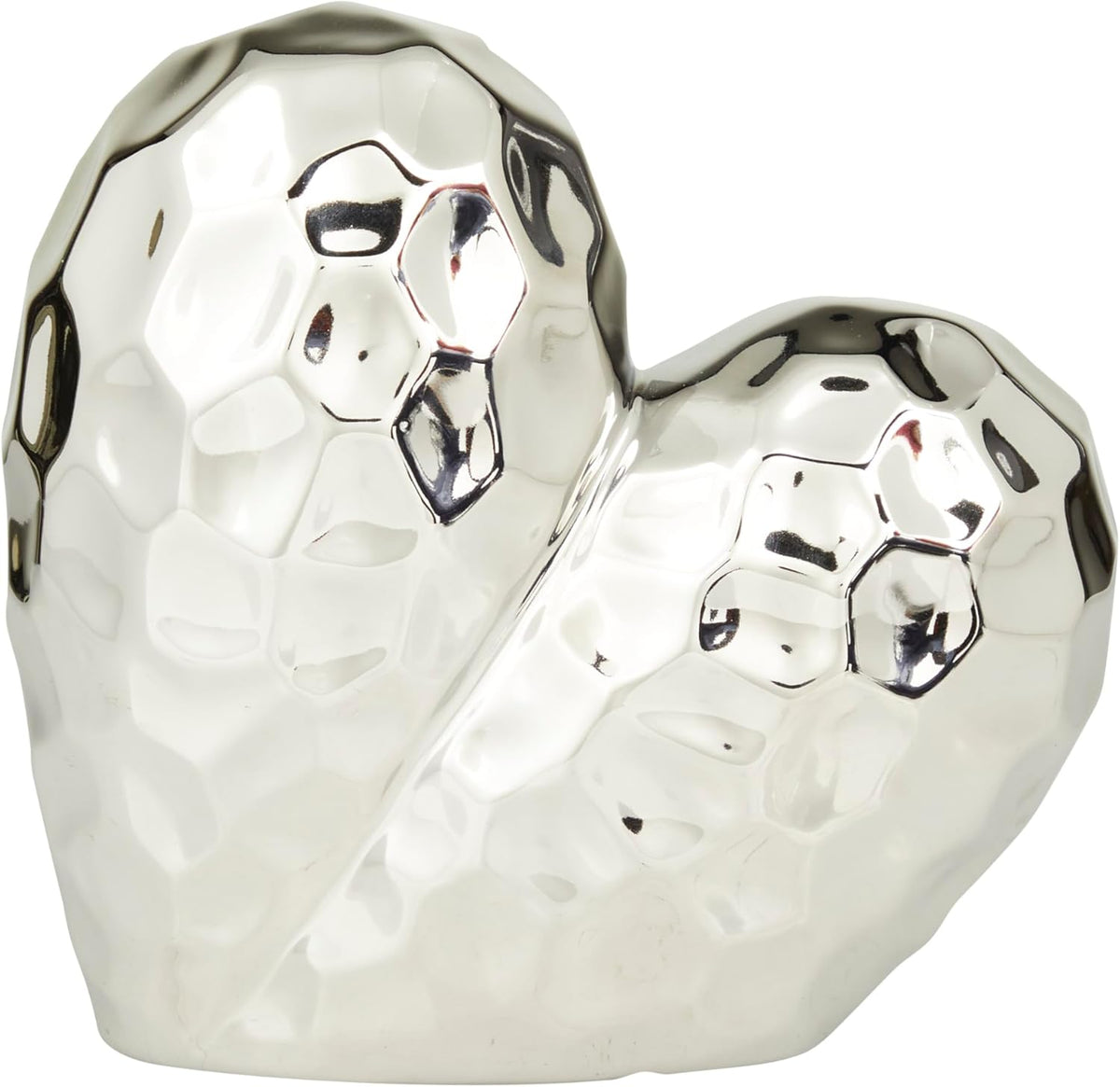 Deco 79 Porcelain Ceramic Heart Decorative Sculpture Dimensional Angled Origami Inspired Home Decor