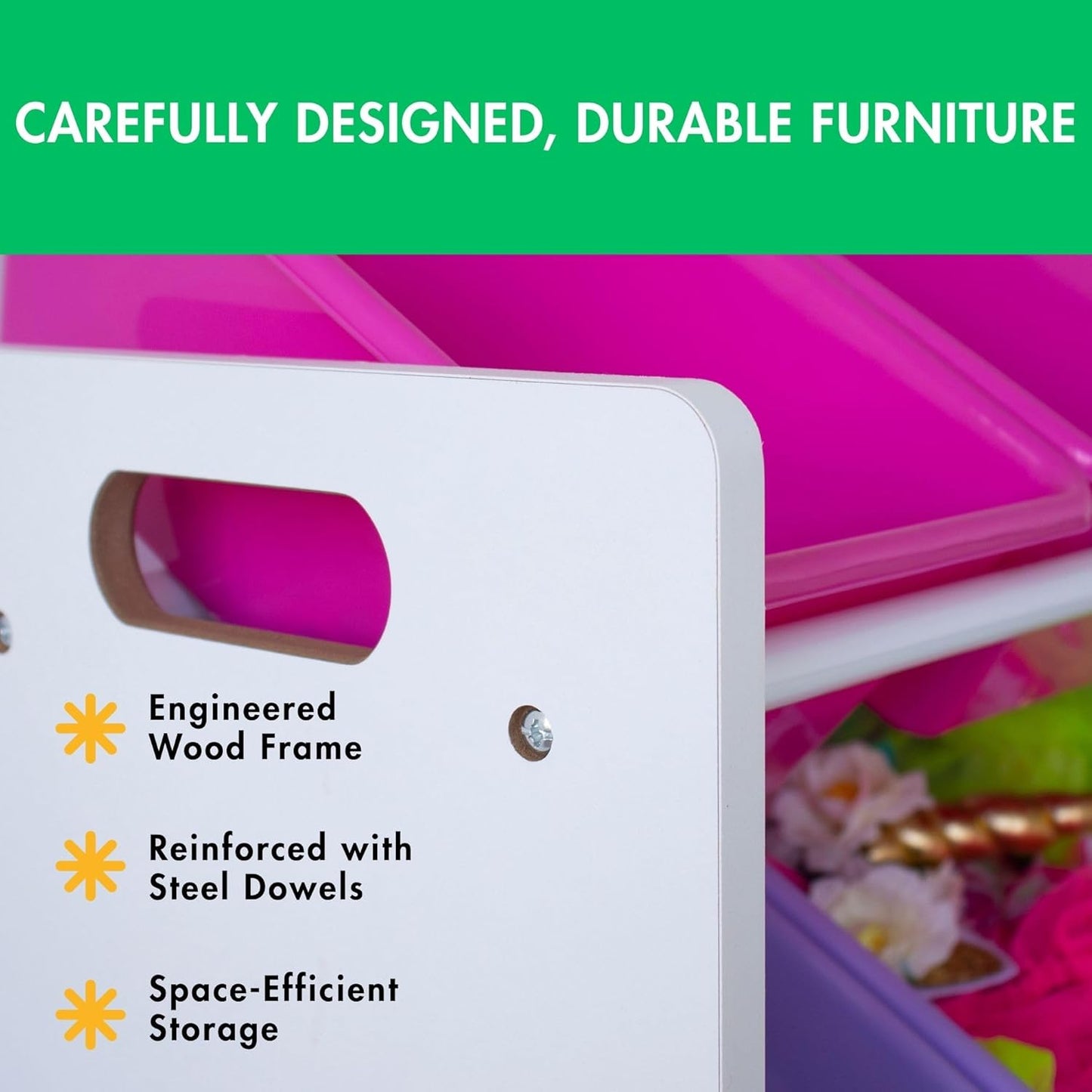 Humble Crew Kids Toy Storage Organizer with 12 Plastic Bins, White/Pink/Purple/Turquoise