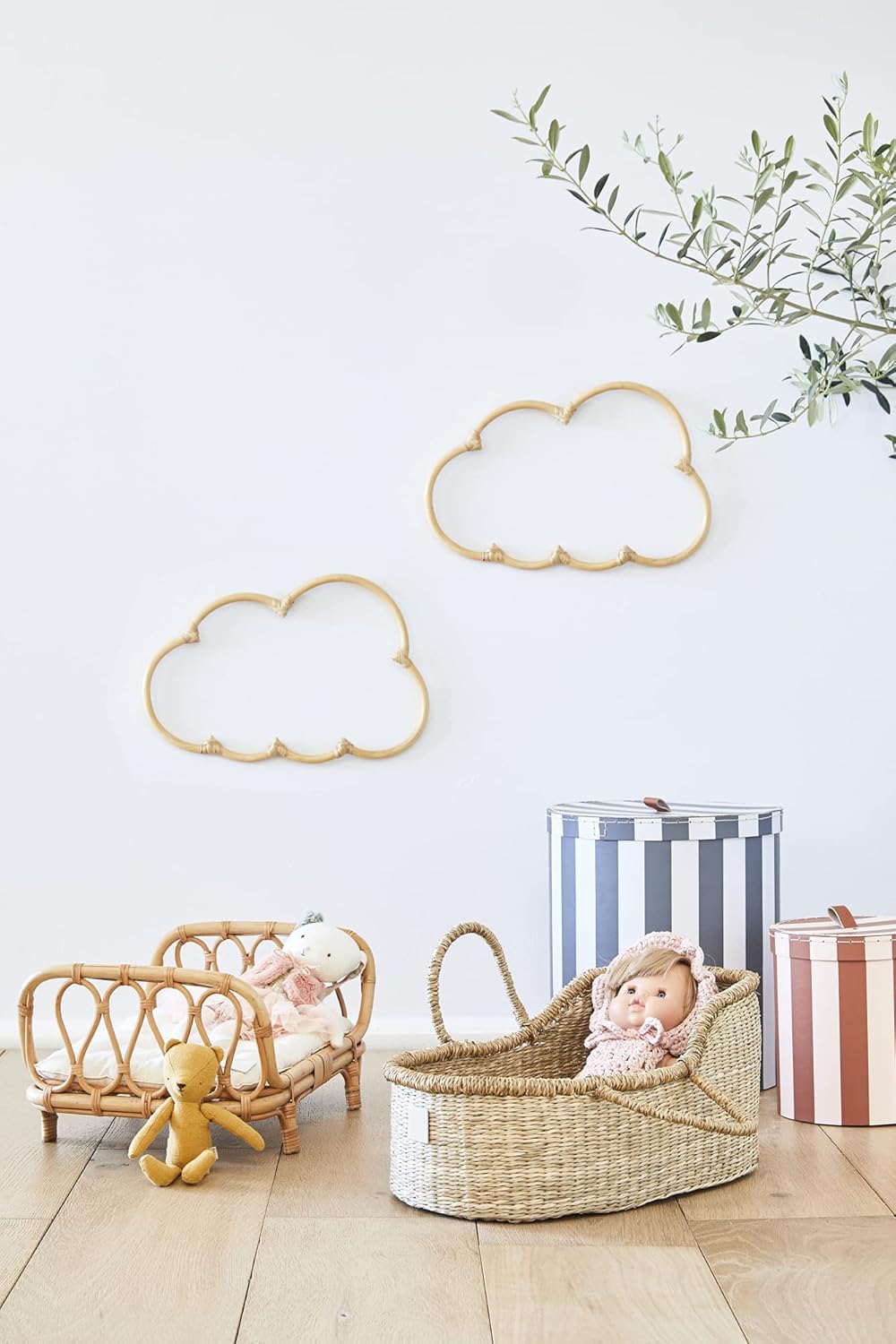 BEBE BASK Handmade Wicker Cloud Décor Set of 2 - Rattan Cloud Decorations - Décor for Bedroom and