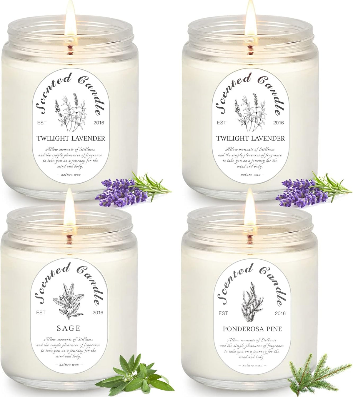 4 Pack Candles for Home Scented, Lavender Candles, 28 oz 200 Hour Long Lasting Aromatherapy Candle