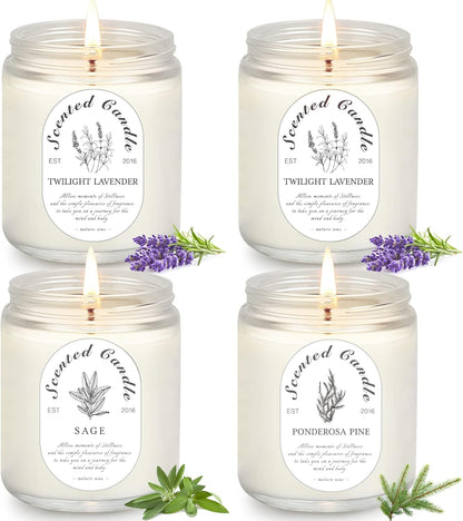 4 Pack Candles for Home Scented, Lavender Candles, 28 oz 200 Hour Long Lasting Aromatherapy Candle