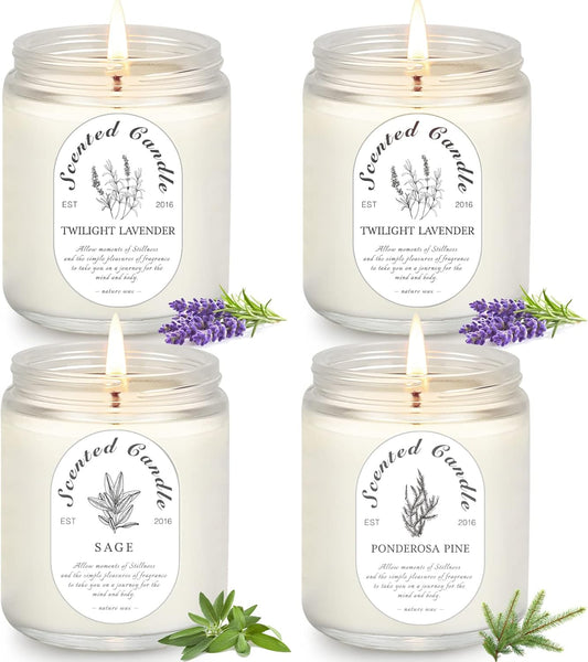 4 Pack Candles for Home Scented, Lavender Candles, 28 oz 200 Hour Long Lasting Aromatherapy Candle