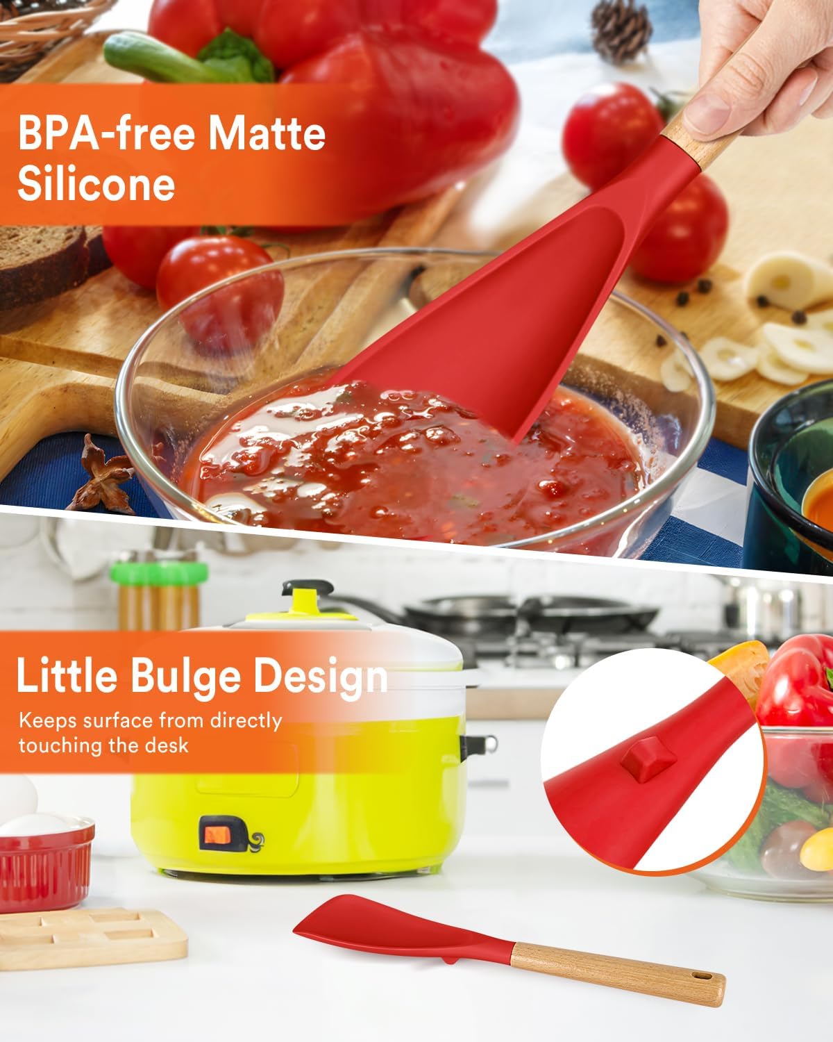 Multifunction Spatula Spoon for Nonstick Cookwares, Great for Cooking and Serving, Sturdy BPA-Free