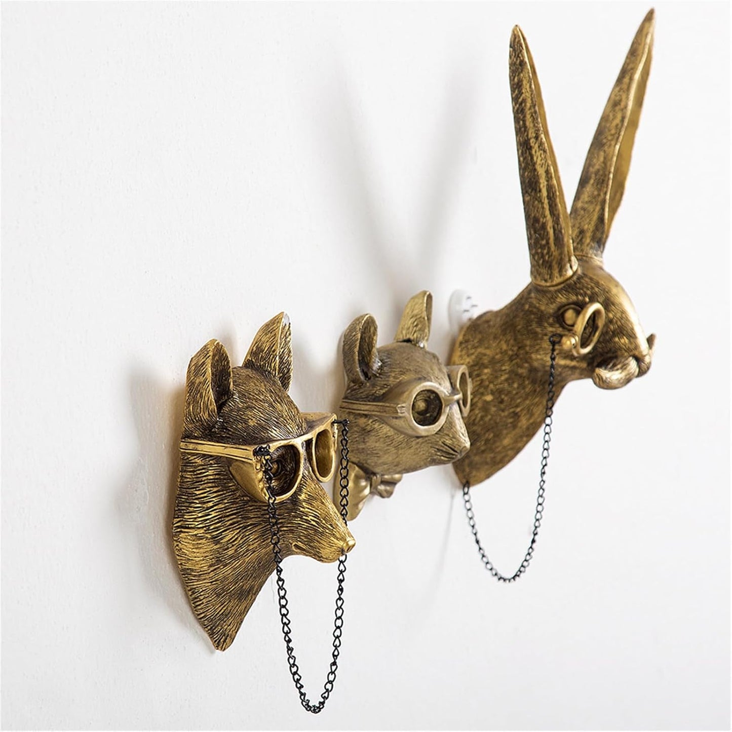 GUASDIE Animal Heads Wall Decor, Faux Deer Head Mount, Animal Sculptures Wall Decor, Resin Animal