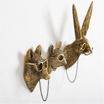 GUASDIE Animal Heads Wall Decor, Faux Deer Head Mount, Animal Sculptures Wall Decor, Resin Animal