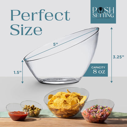 Posh Setting Clear Serving Bowls Small Hard Plastic Candy Bowl for Weddings, Buffet, Offices