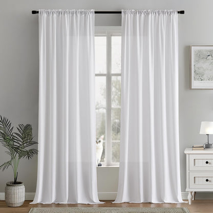 MIULEE White Privacy Sheer Curtains That Let Light in Non-See-Through Semi Sheer Curtains Light
