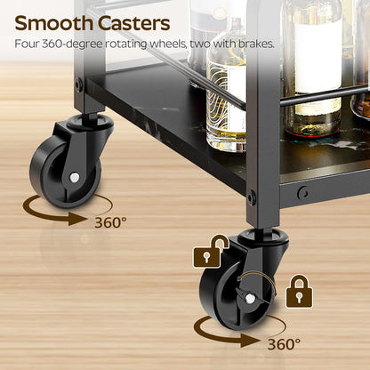 Bar Cart, Bar Cart for The Home, Small Bar Cart on Wheels, Beverage Cart, Home Bar Serving Cart
