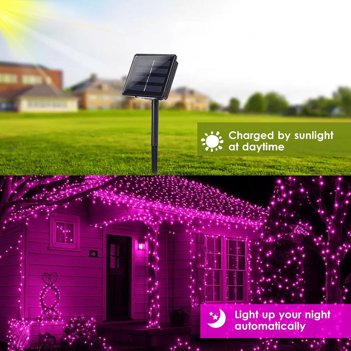 Solar String Lights Outdoor, 2-Pack Total 80FT 200 LED Solar Christmas Twinkle Lights Outside