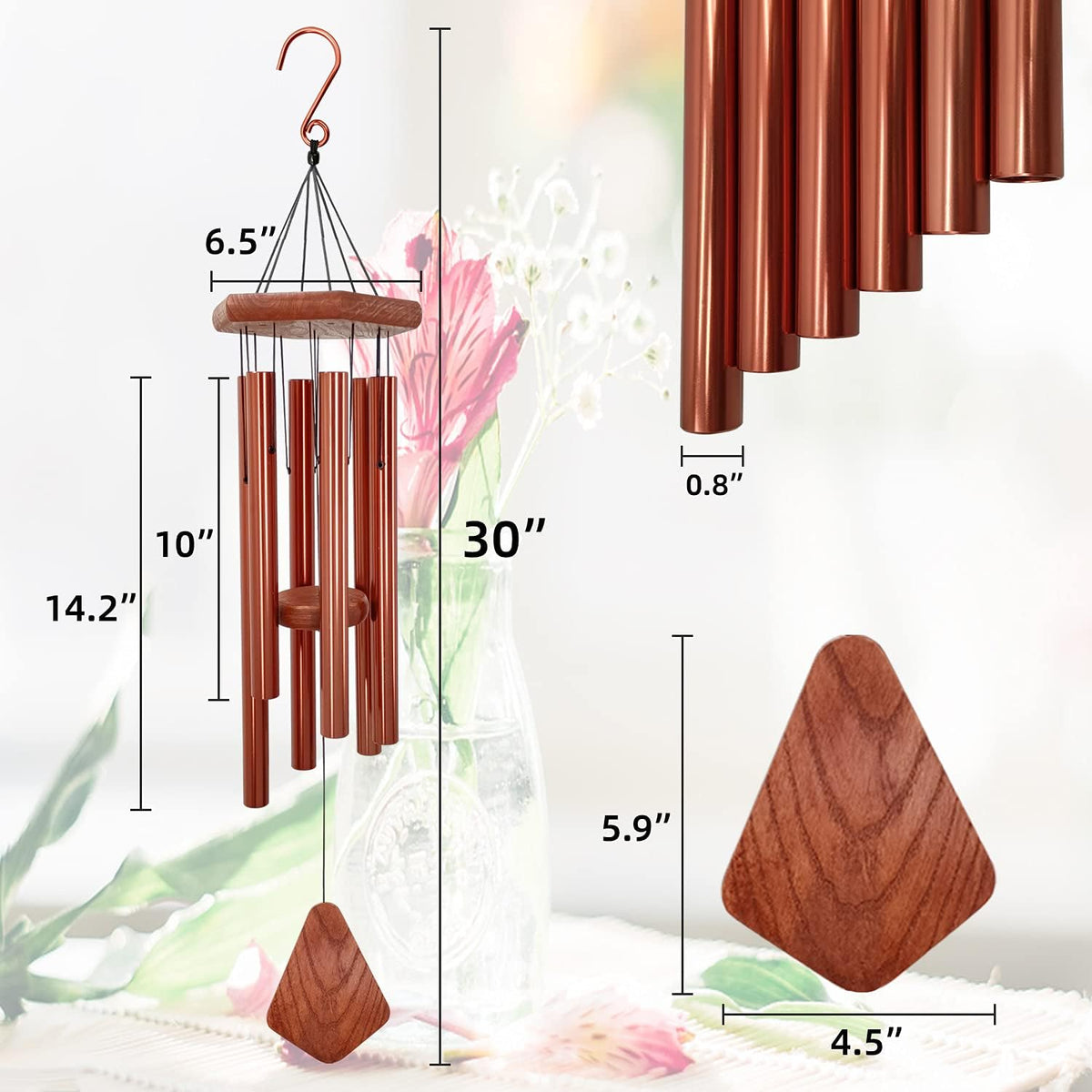 Wind Chimes for Outside, Wind Chimes Outdoor, Windchimes with 6 Tubes for Wedding,Mother's Day and