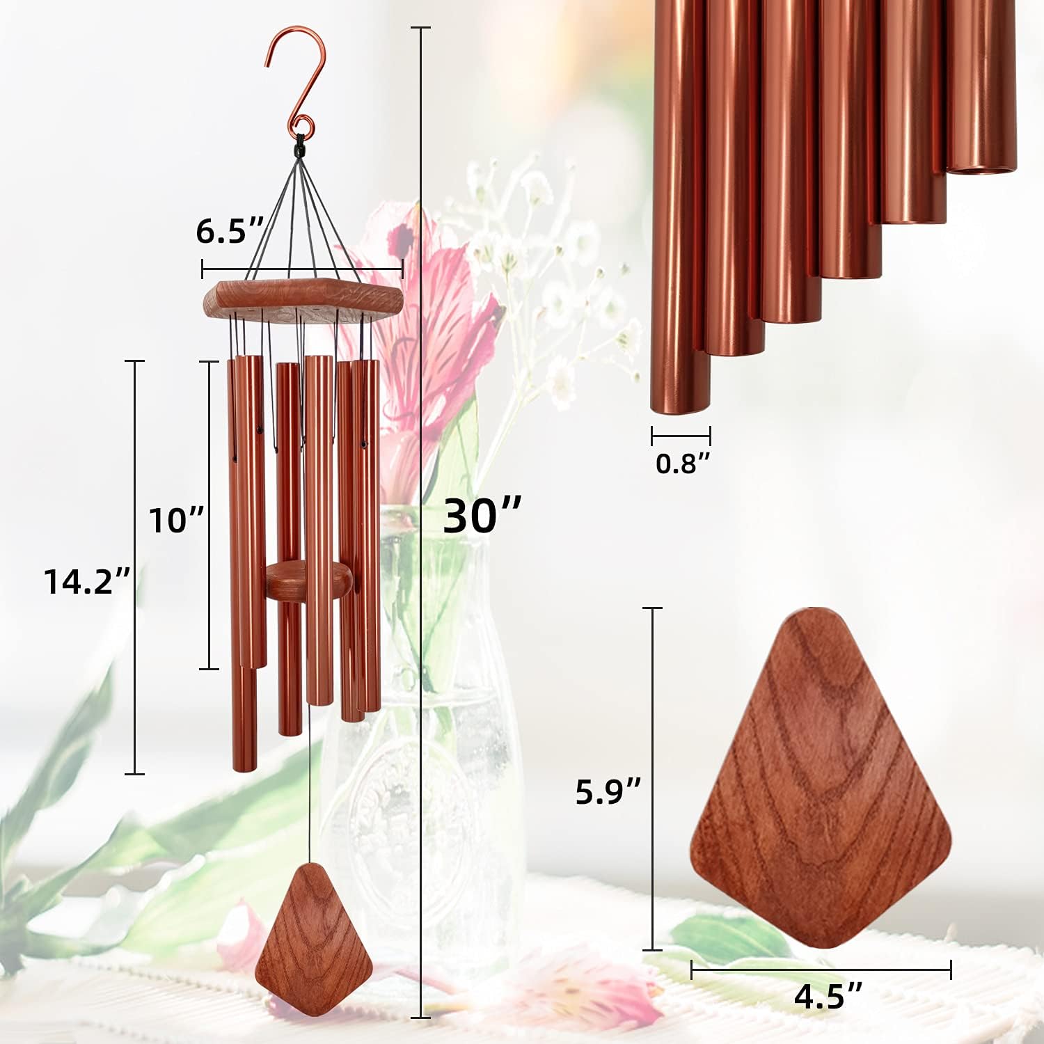 Wind Chimes for Outside, Wind Chimes Outdoor, Windchimes with 6 Tubes for Wedding,Mother's Day and