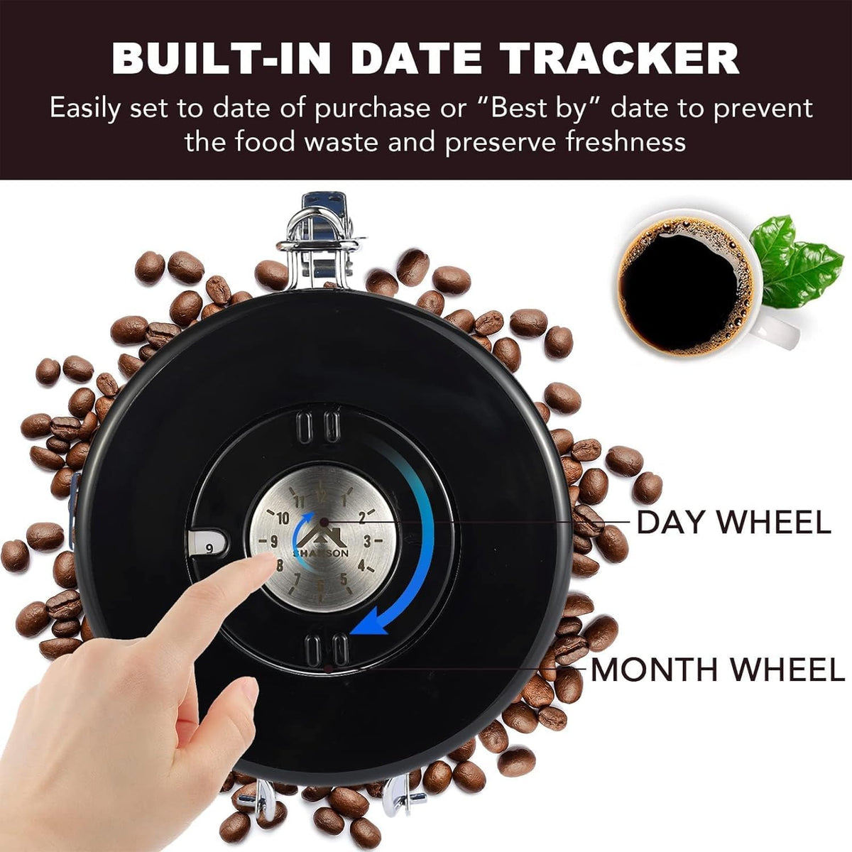 ShanSon Coffee Canister Airtight Coffee Container Stainless Steel Coffee Bean Storage Container