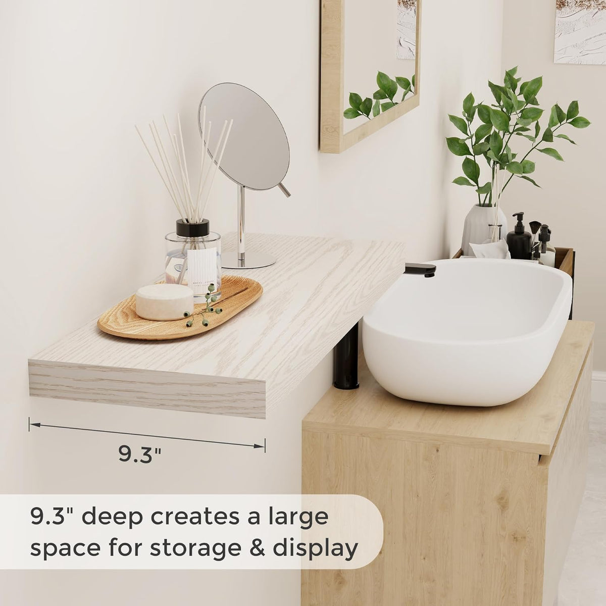 24 x 9 Floating Shelves, 9 Inch Deep Floating Shelf Wall Mounted, 24 Inch Bathroom Shelves Set of