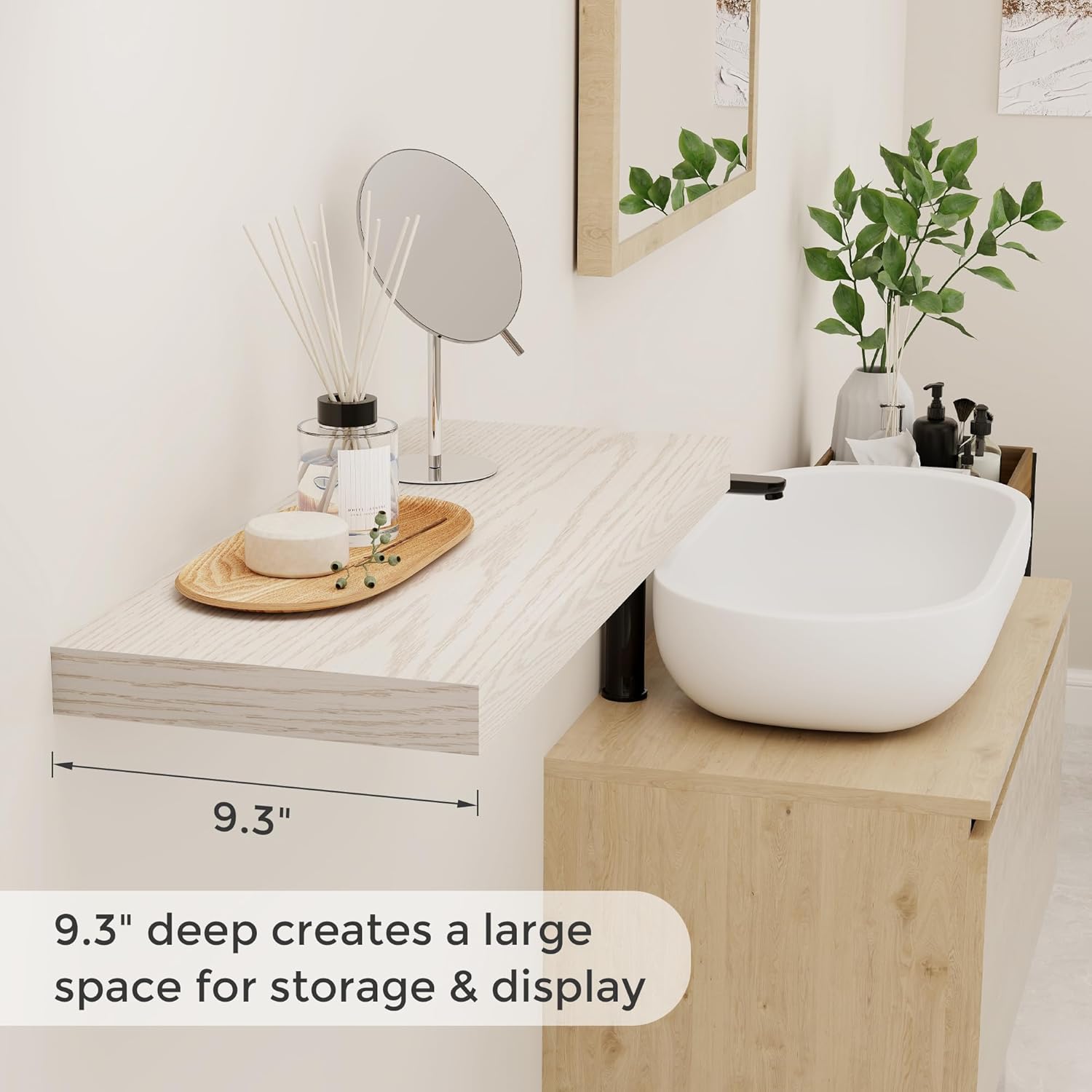 24 x 9 Floating Shelves, 9 Inch Deep Floating Shelf Wall Mounted, 24 Inch Bathroom Shelves Set of