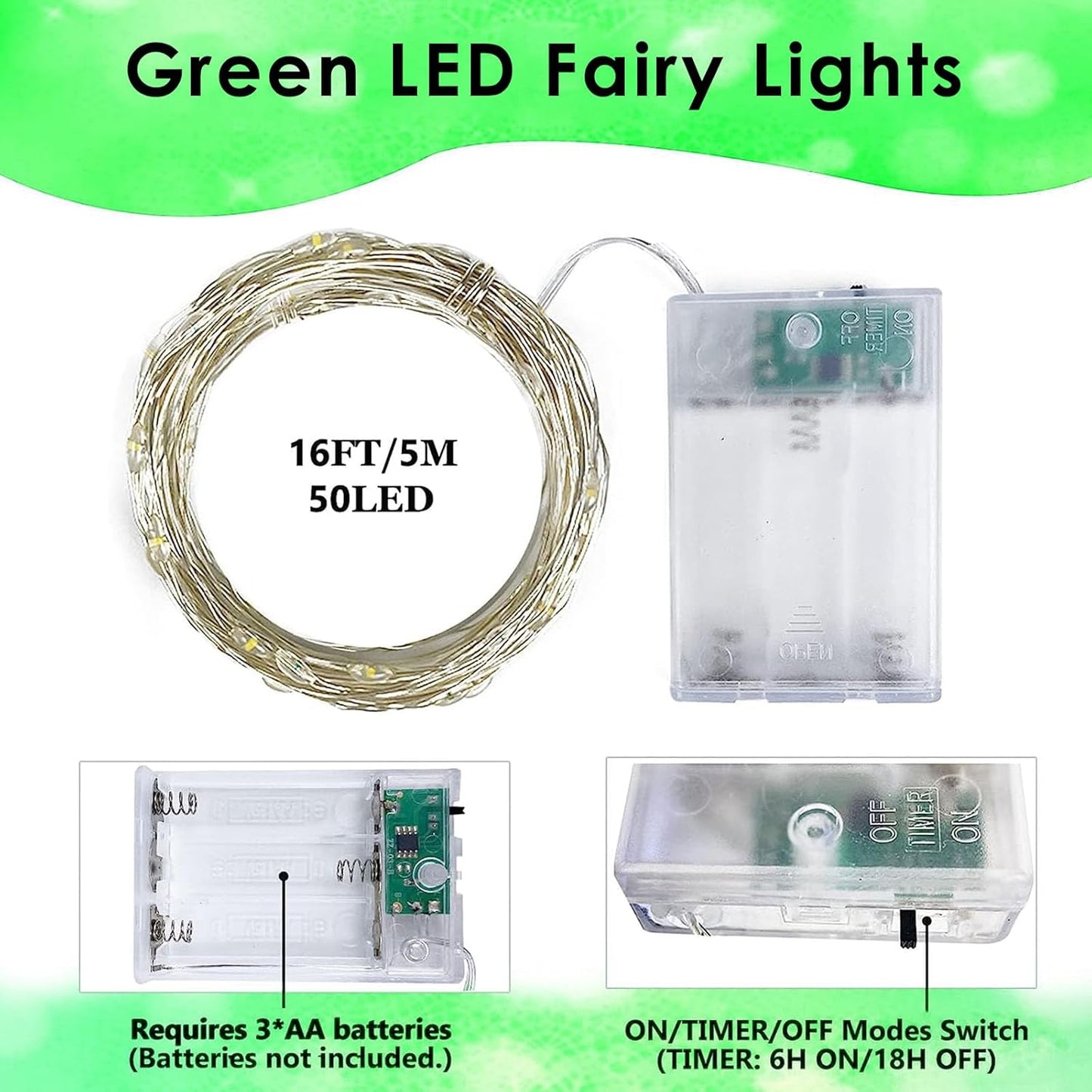 4 Pack 50 LED Fairy Lights Battery Operated with Timer, 16FT Waterproof Halloween Battery Lights