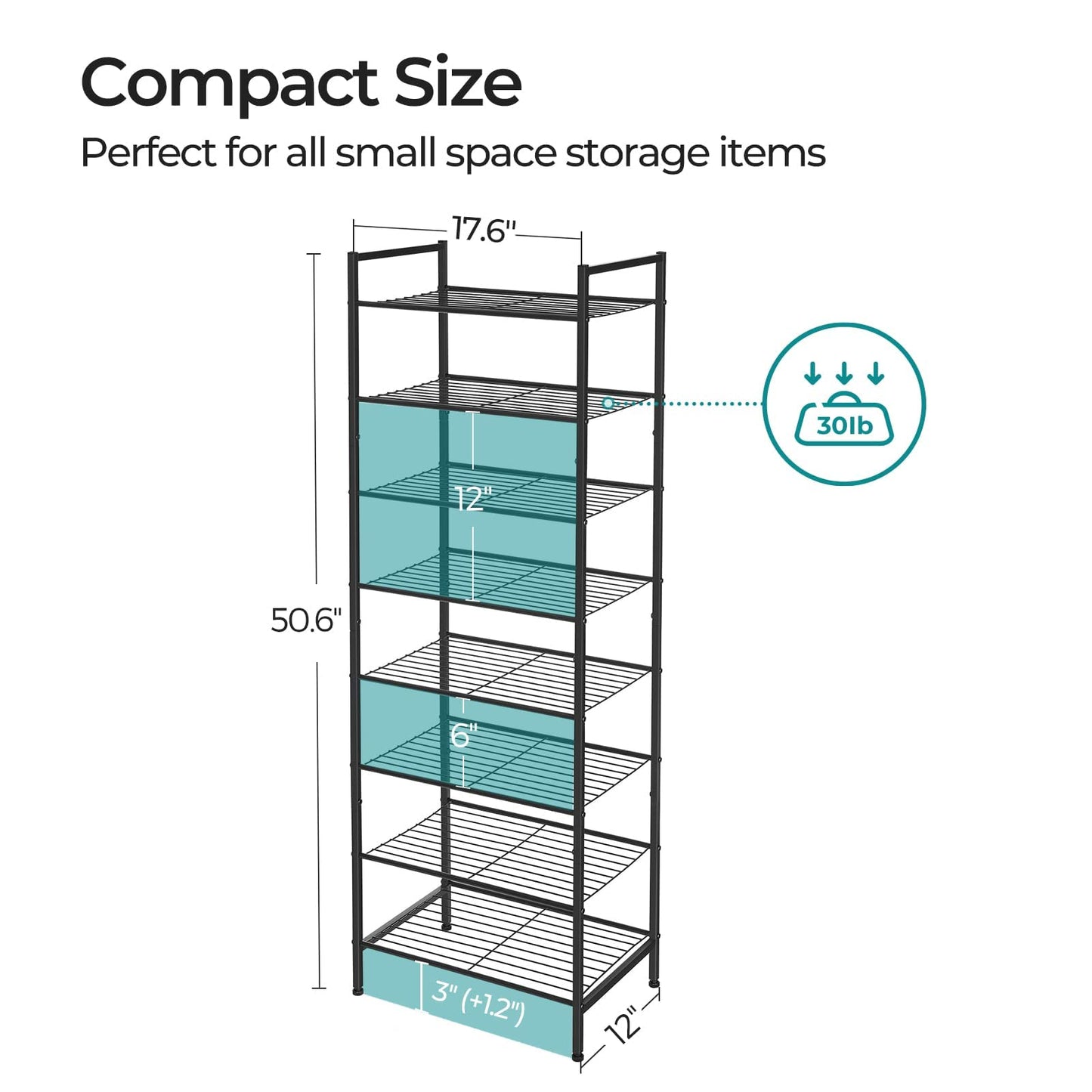 SONGMICS Metal Shoe Rack, Free Standing Shoe Organizer for Entryway Closet Garage Small Spaces