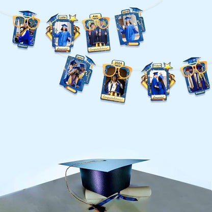pinkblume Graduation Party Decorations Navy Blue and Gold Grad Photo Banner Royal Blue Gold