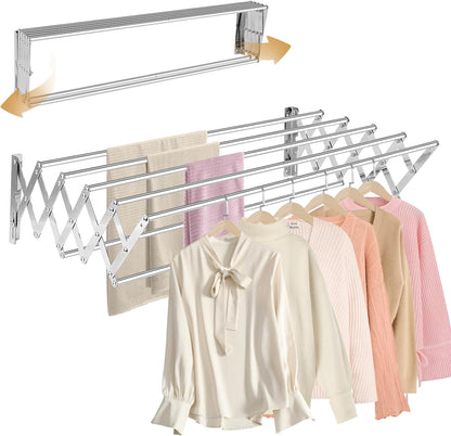 XL-31.5" Wall Mounted Clothes Drying Rack, 130 LBS Large Capacity Rustproof Retractable Clothes