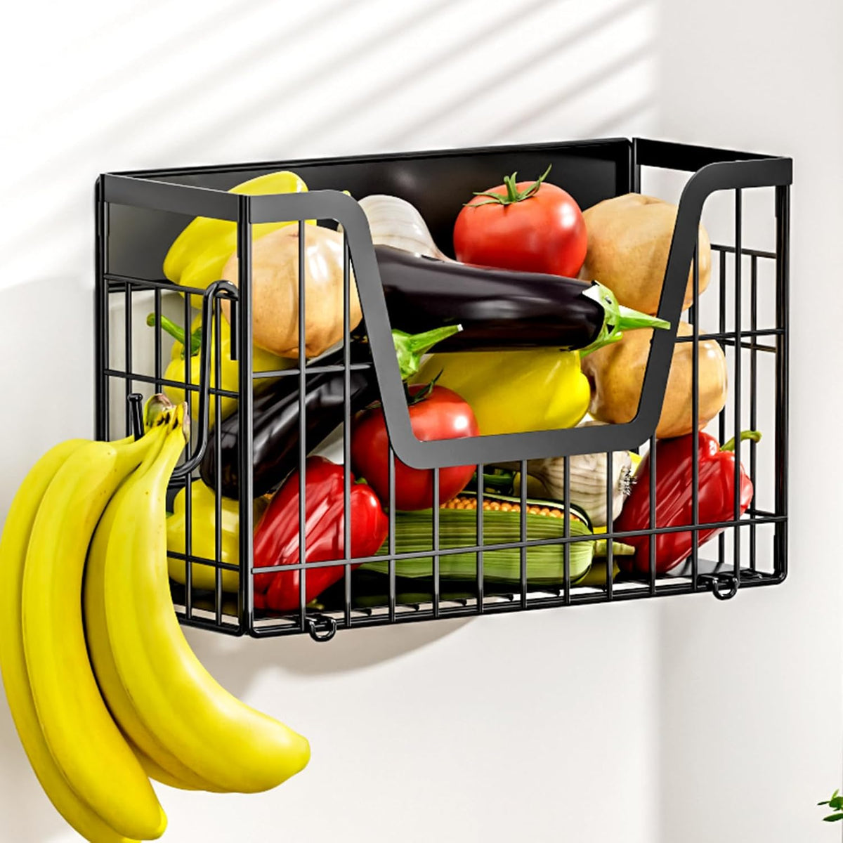 Magnetic Shelf for Fridge, Fruit Potato and Onion Storage Bins, Magnetic Spice Rack Shelves for
