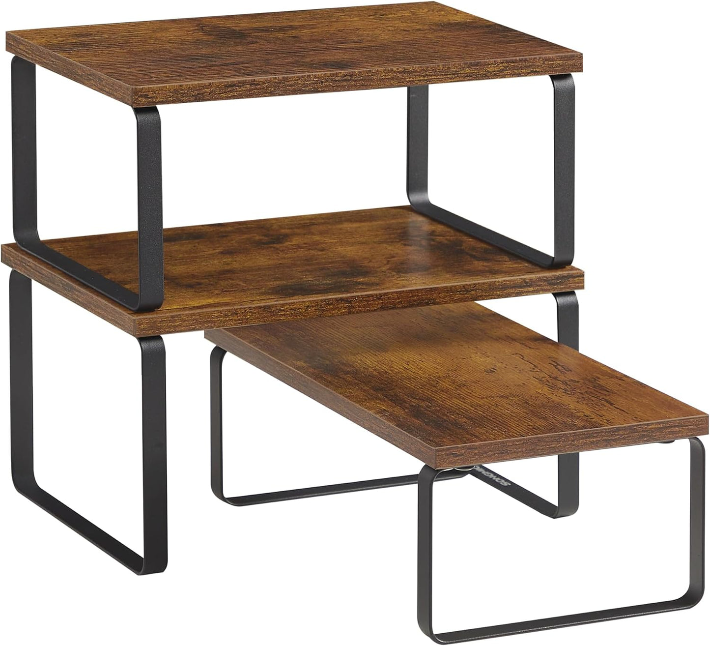 SONGMICS Cabinet Organizer Shelf, Set of 3 Kitchen Counter Shelves, Kitchen Storage, Spice Rack