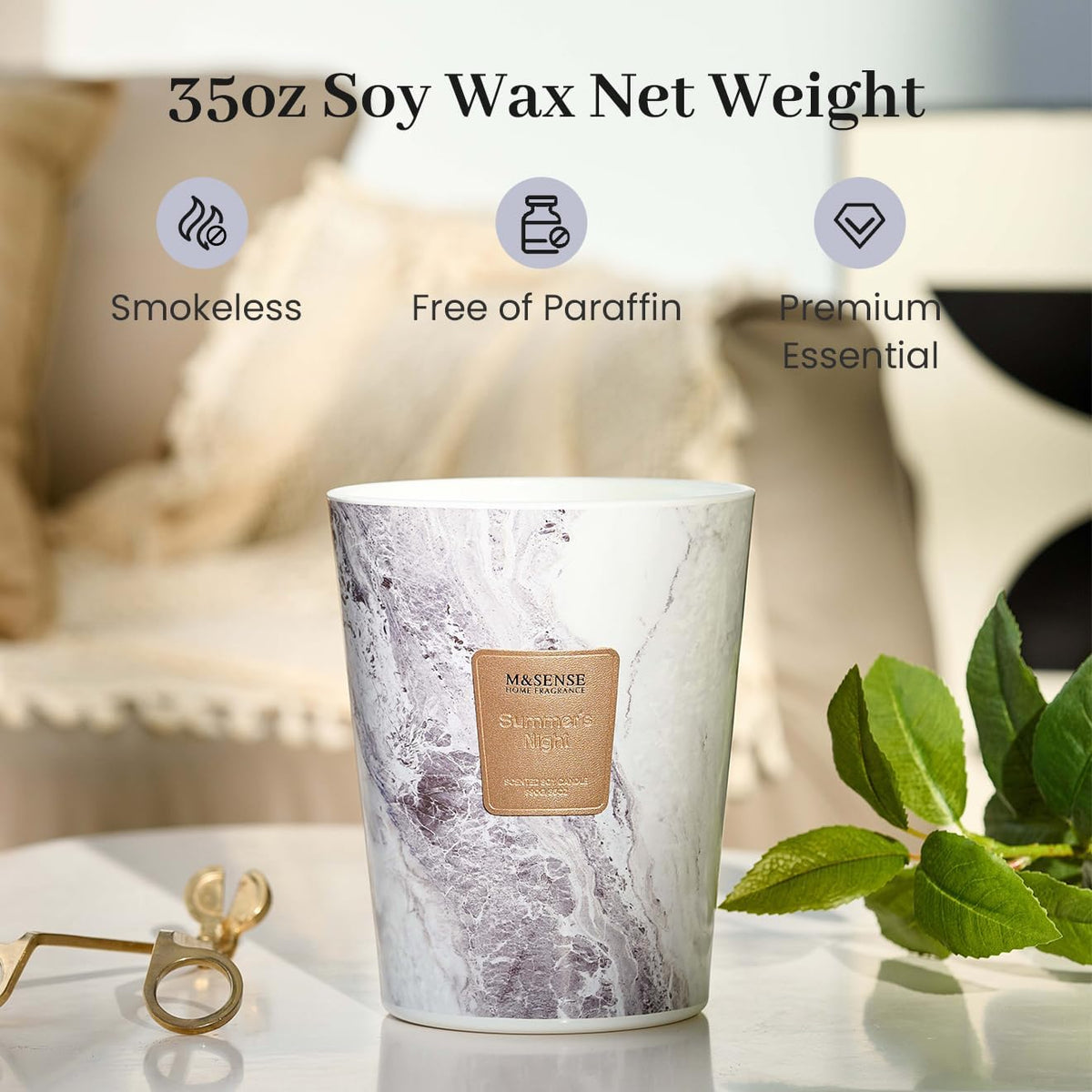 M&SENSE Summer Night Scented Candles for Home, 3-Wick Highly Scented Jar Candles, Extra Large