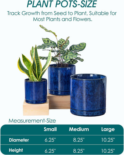 vancasso Ceramic Planters, Plant Pots for Indoor Plants, 6.25+8.25+10.25 Inch Ceramic Pots for