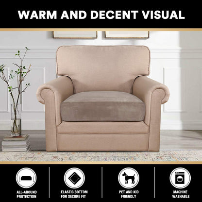 PrinceDeco Velvet Stretch Couch Cushion Cover Soft Cushion Slipcover for Chair Cushion Furniture