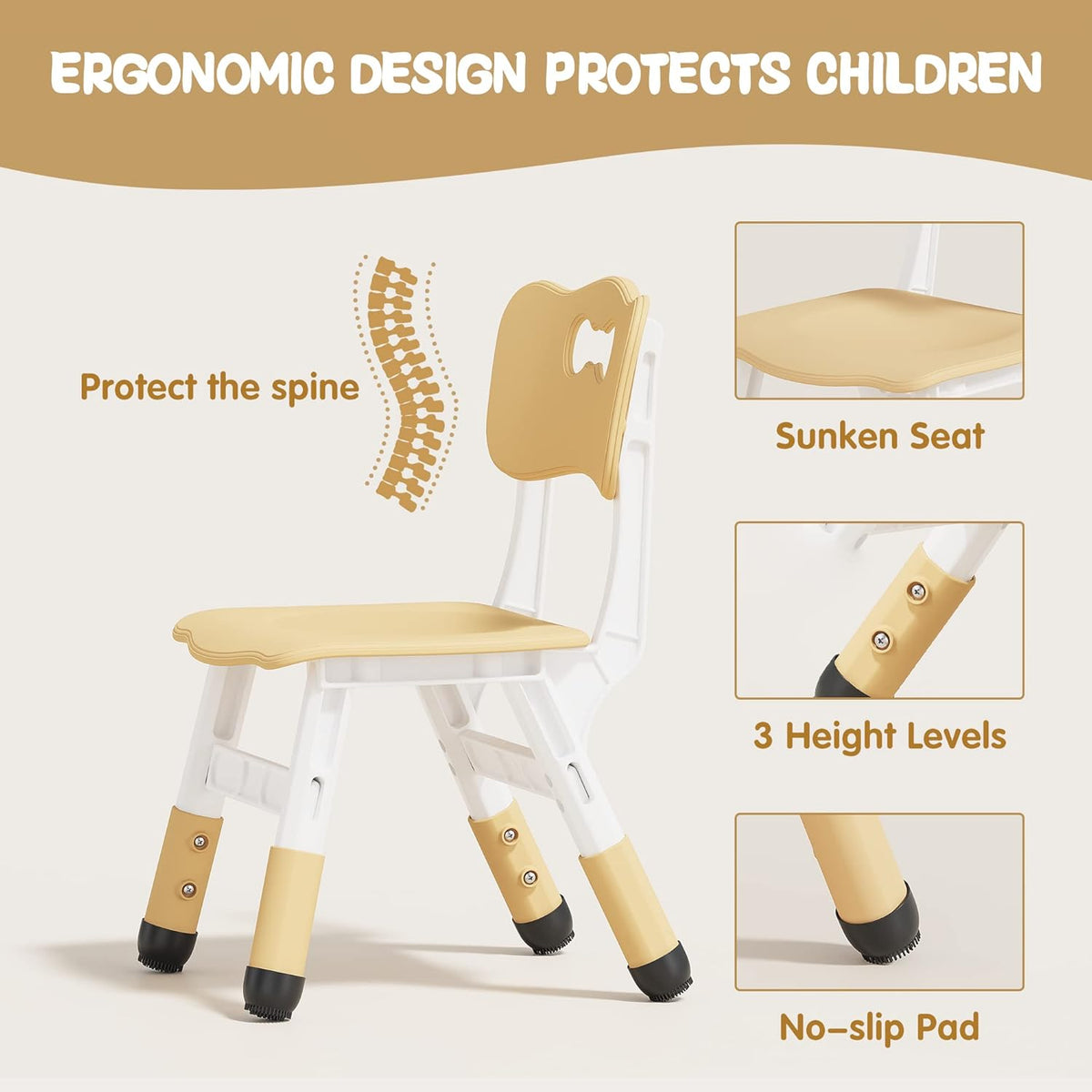 Brelley Kids Table and 4 Chairs Set, Height Adjustable Toddler Table and Chair Set, Graffiti
