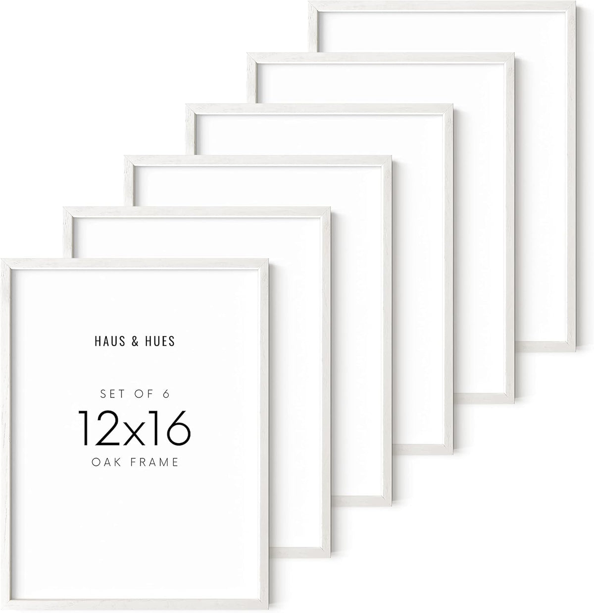 HAUS AND HUES White Oak 12x16 Inch White Picture Frames - Set of 6 White Frames Gallery Wall, White