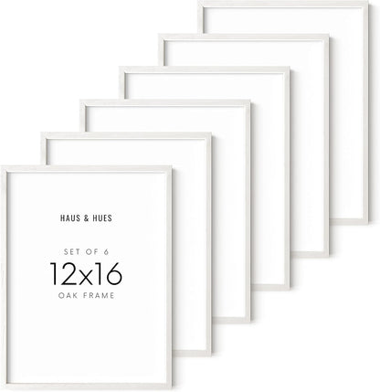 HAUS AND HUES White Oak 12x16 Inch White Picture Frames - Set of 6 White Frames Gallery Wall, White