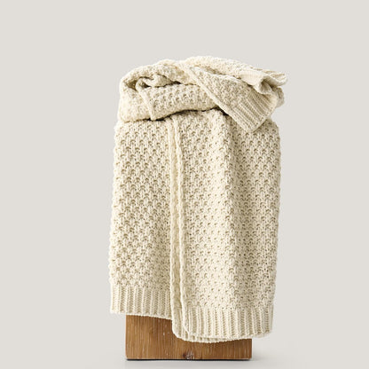 Chunky Chenille Knit Throw Blanket for Couch, Soft Luxurious Moss Stitch Blankets for Bed, Cozy