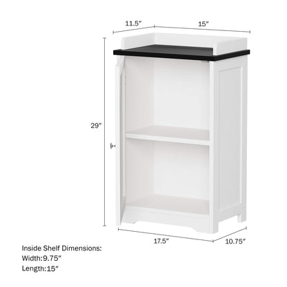 Lavish Home 2-Tier Bathroom Floor Storage Cabinet – 29” Tall Free Standing White Cupboard with