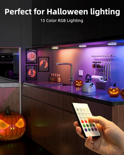 EZVALO Under Cabinet Lighting with Charging Station,1000mAh Rechargeable Puck Lights with Remote, 3