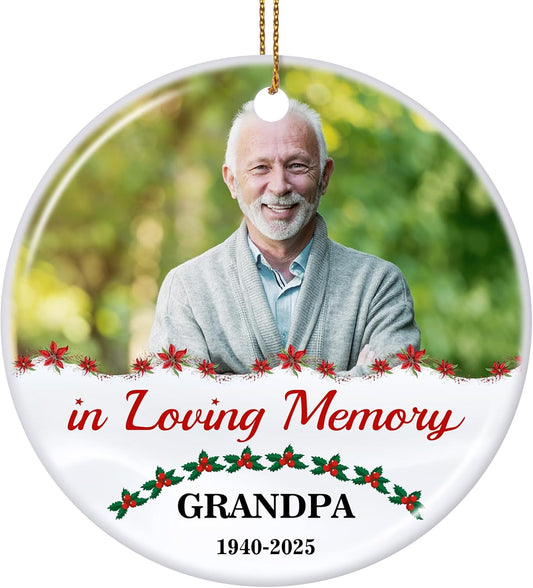 Valyria Personalized Memorial Christmas Photo Ornament, in Loving Memory Ceramic Custom Christmas