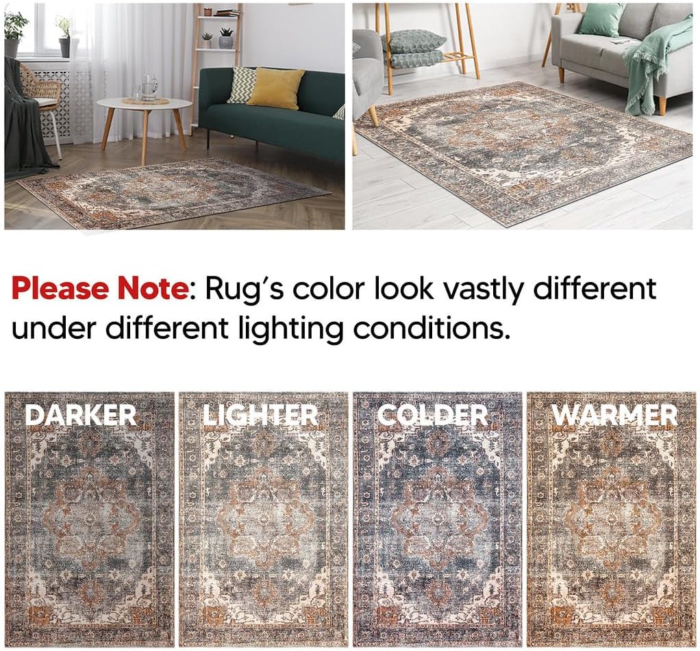 Keen Home Design 10x14 Rug - Machine Washable Area Rug with Non-Slip Backing, Ideal for Living