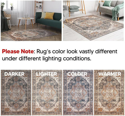 Keen Home Design 10x14 Rug - Machine Washable Area Rug with Non-Slip Backing, Ideal for Living