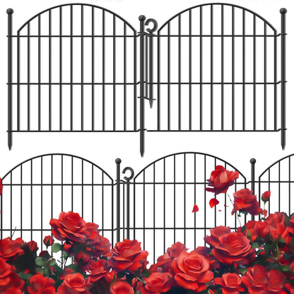 Decorative Garden Fence 24in (H) x10ft (L), 5 Pack No Dig Fence Animal Barrier for Dog with Lock