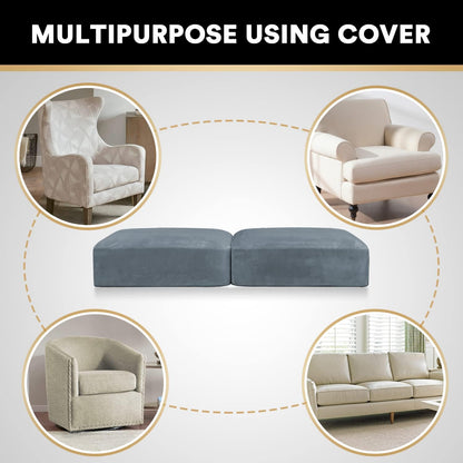 PrinceDeco Velvet Stretch Couch Cushion Cover Soft Cushion Slipcover for Chair Loveseat Sofa