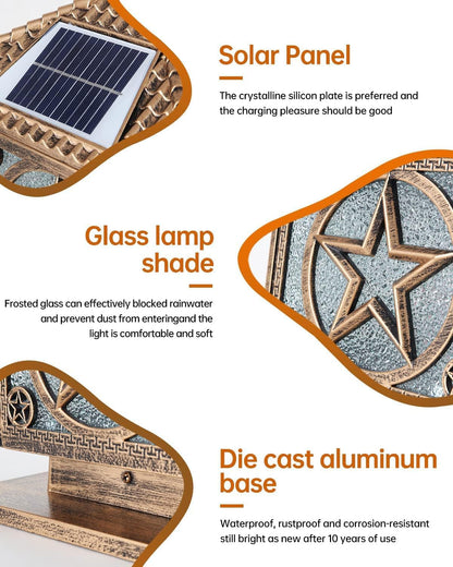SLAWA Outdoor Solar Post Cap Light 9.8In Bronze Column Lights Square Waterproof Landscape Lighting