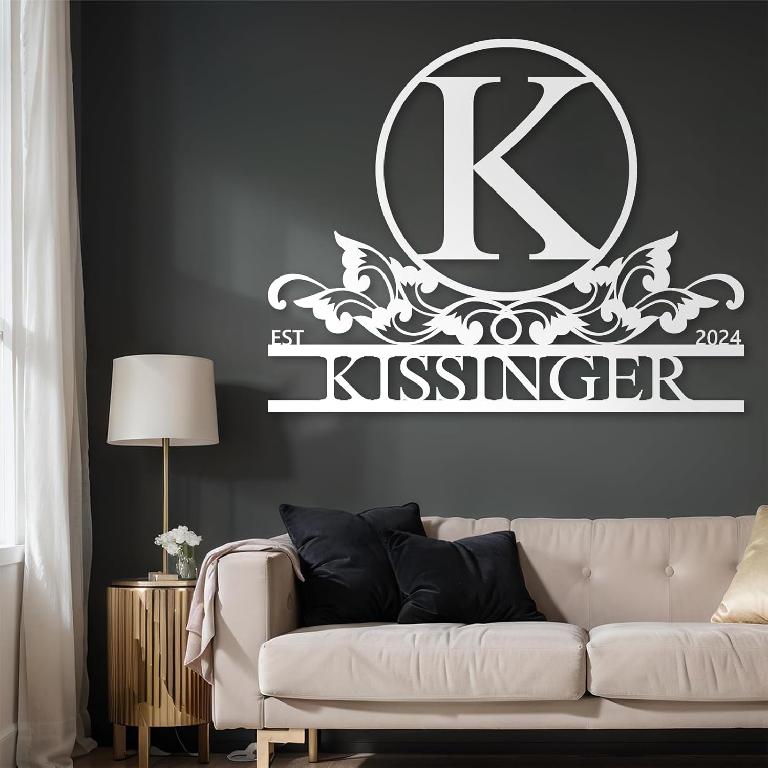 Personalized Metal Signs | Metal Name Sign | Split Letter Monogram | Home Decor Sign | Metal Wall