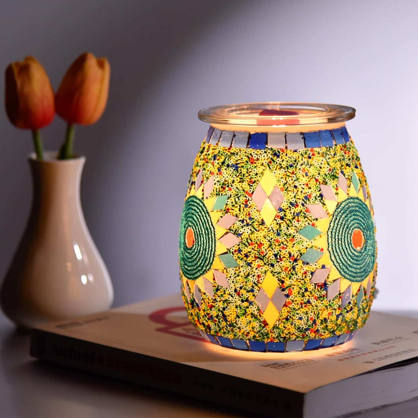 Dicimi Electric Wax Melter, Mosaic Stove Burner, Glass Essential Oil Stove Wax Tart Burner