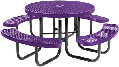 Heavy-Duty Portable Outdoor Picnic Table with Umbrella Hole, Expanded Metal Commercial-Grade Patio