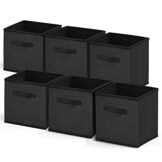 Nestl Foldable Fabric Storage Cubes - 6 Cube Organizer Bins, 11-Inch, Black, Ideal for Bedroom