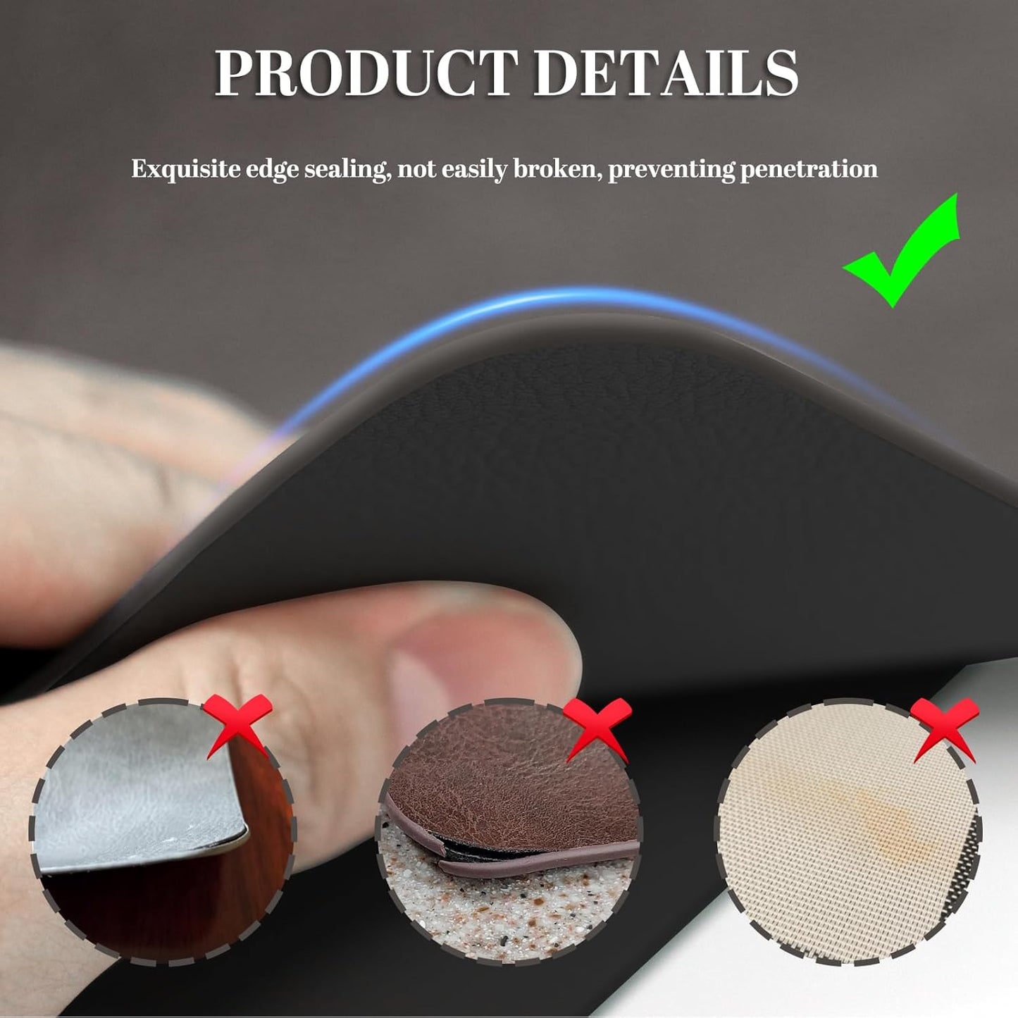 Faux Leather Placemats, Set of 4, 12''×17' Textures on Both Sides, Heat-Resistant, Waterproof and
