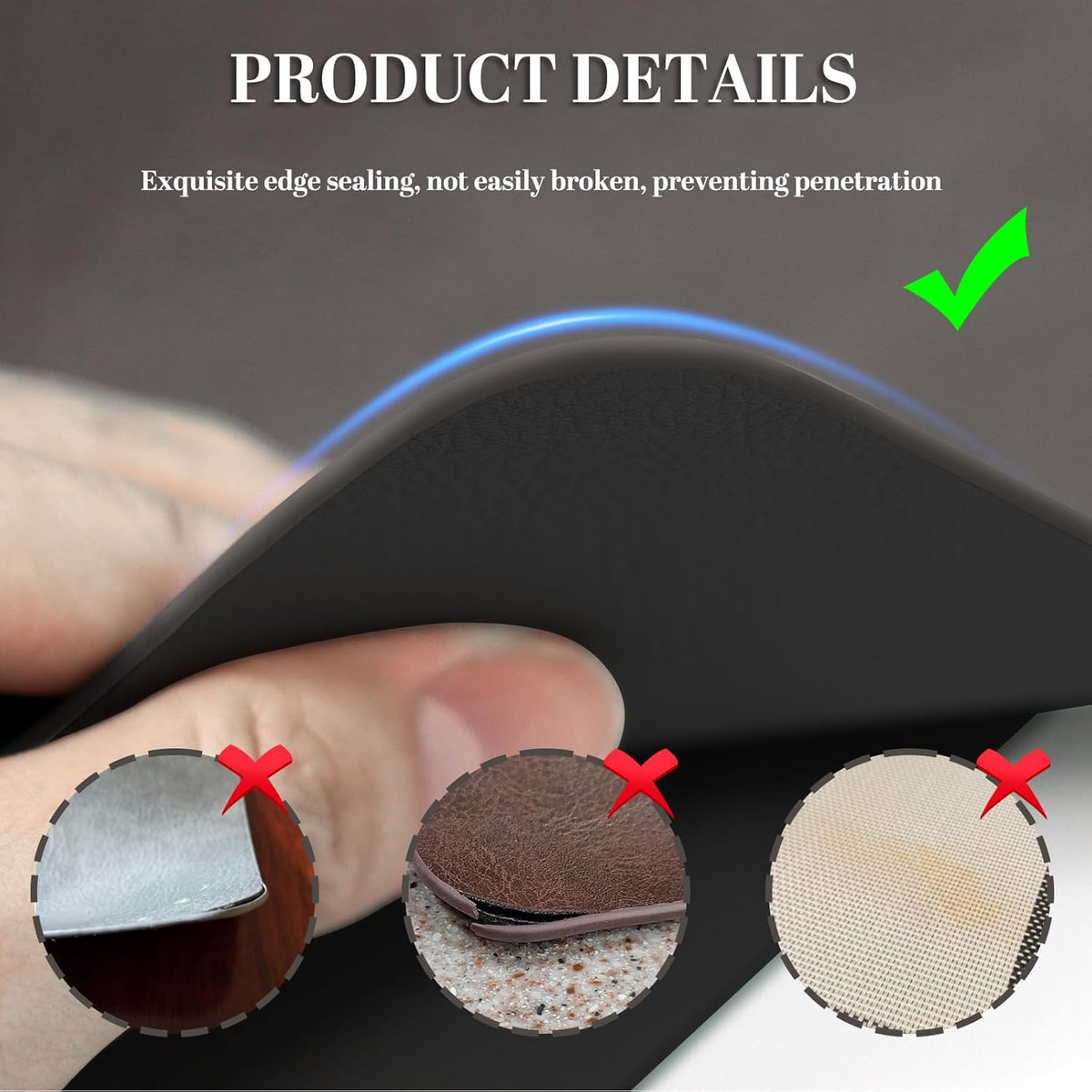 Faux Leather Placemats, Set of 4, 12''×17' Textures on Both Sides, Heat-Resistant, Waterproof and
