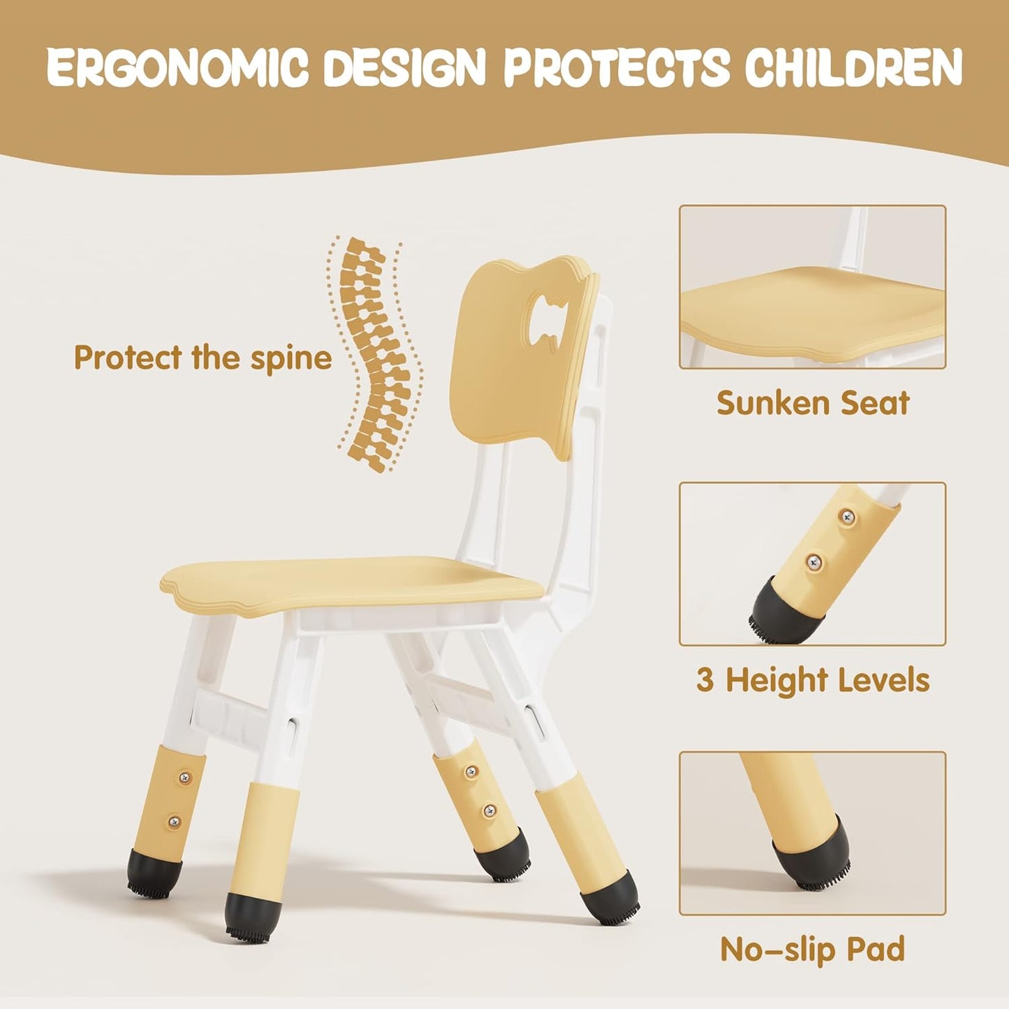 Brelley Kids Table and 6 Chairs Set, Height Adjustable Toddler Desk and Chair Set, Graffiti
