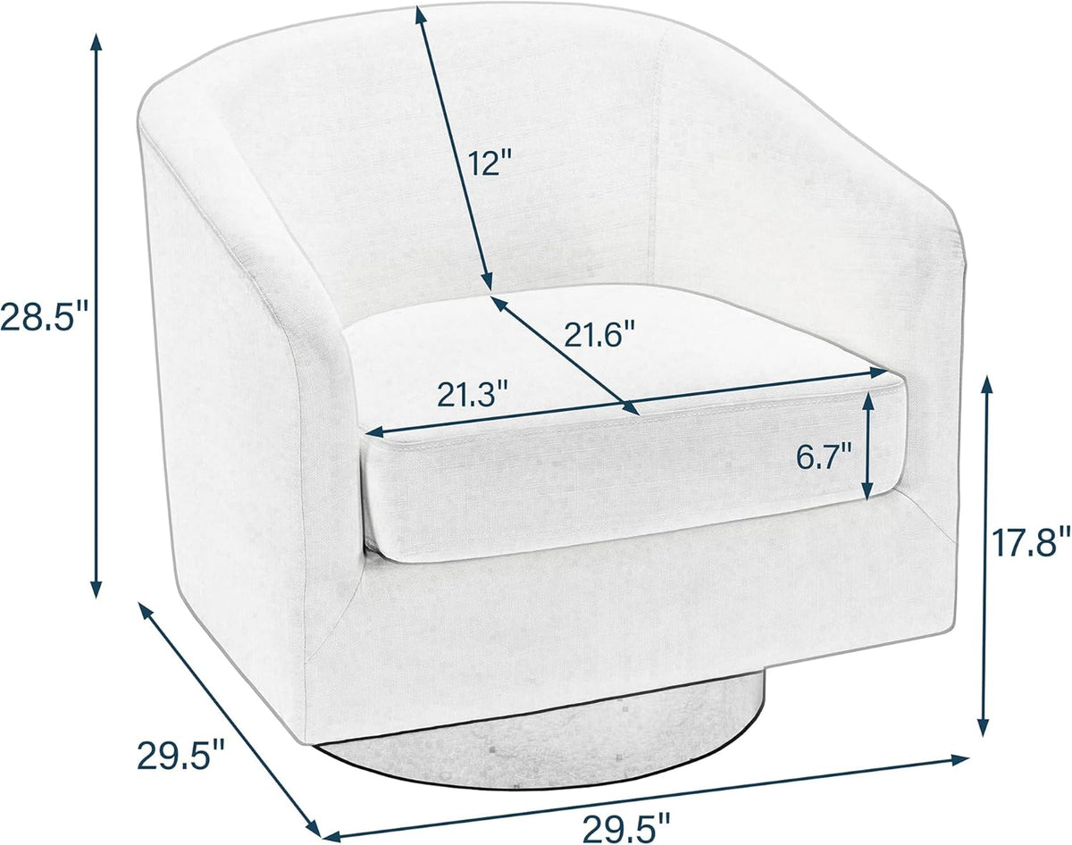 Swivel Barrel Accent Chair, Modern Round Faux Leather Arm Chair for Living Room, Bedroom, Comfy