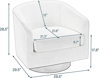 Swivel Barrel Accent Chair, Modern Round Faux Leather Arm Chair for Living Room, Bedroom, Comfy